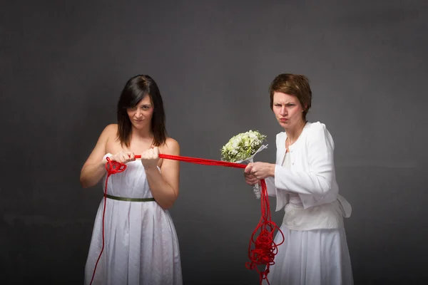 Rope pulling in a couple — Stock Photo, Image