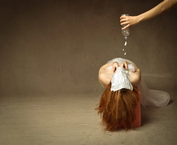 Woman waterboarding torture — Stock Photo, Image