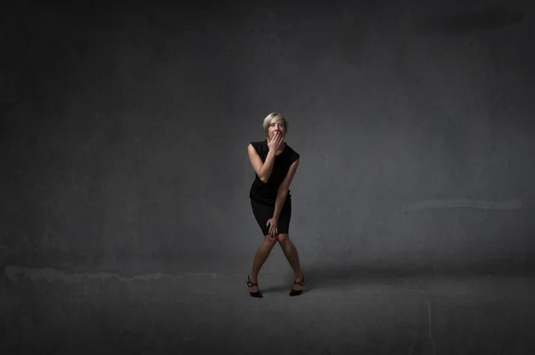 Fashionable lady with black dress — Stock Photo, Image