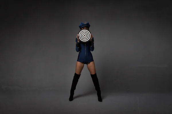 Police woman like an human target — Stock Photo, Image