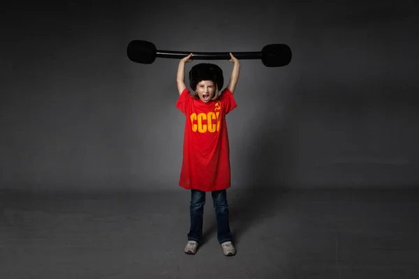 Russian athlete weights lifting — Stock Photo, Image