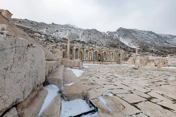 Καλώς Ήρθατε Στον Σαγκαλάσο Isparta Τουρκία Για Επισκεφθείτε Διάσπαρτα Ερείπια Εικόνα Αρχείου