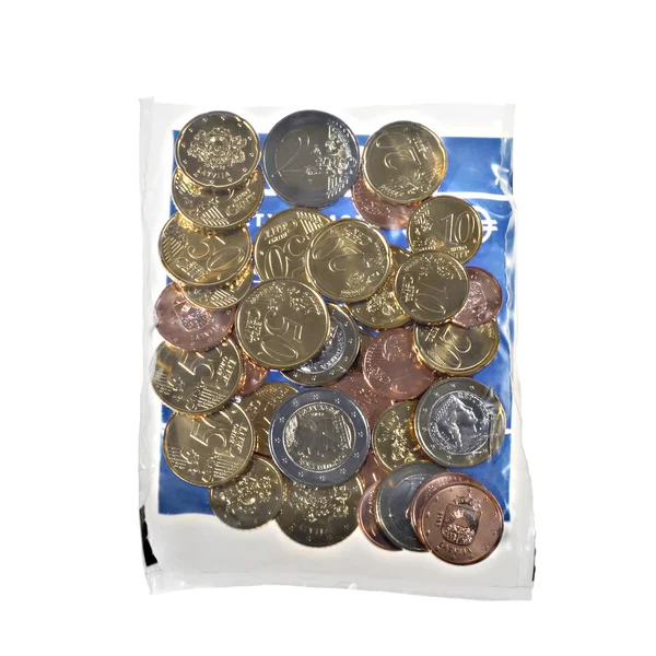 Yeni Letonca euro coins — Stok fotoğraf