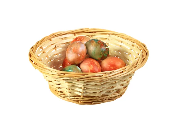 Easter eggs in basket — Stock Photo, Image