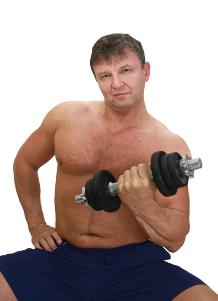 Strong man with barbell — Stock Photo, Image