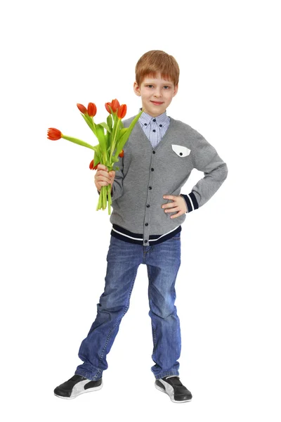 Boy with flowers — Stock Photo, Image