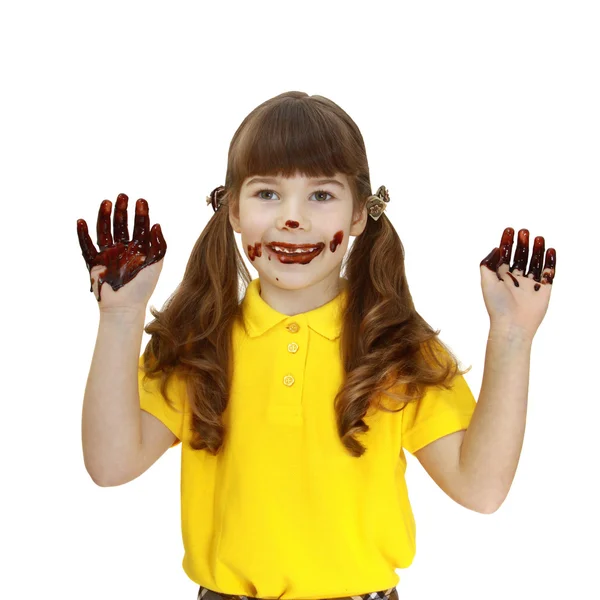 Stained chocolate girl — Stock Photo, Image