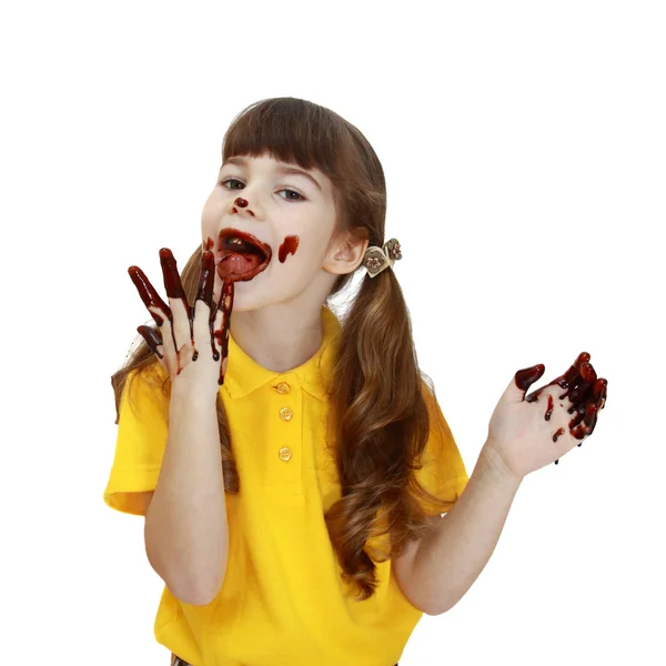 Soiled chocolate girl — Stock Photo, Image