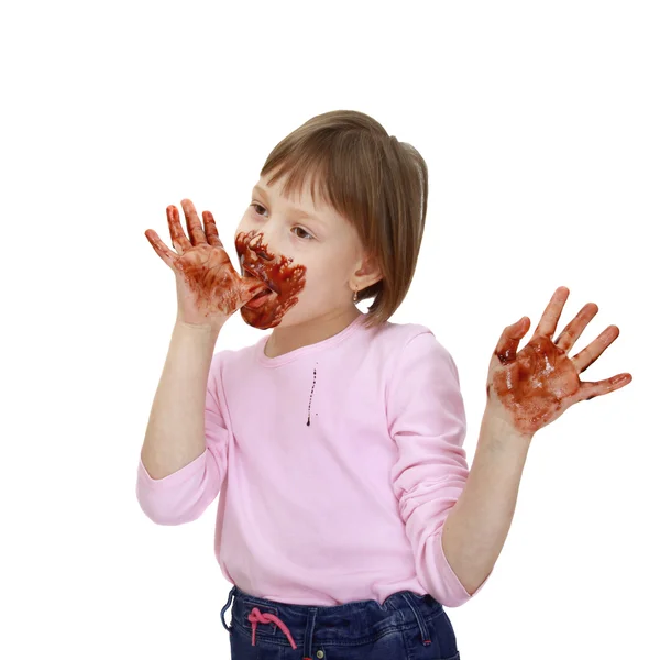 Chica de chocolate sucio —  Fotos de Stock