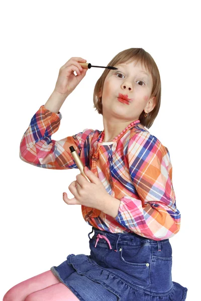 Girl does makeup — Stock Photo, Image