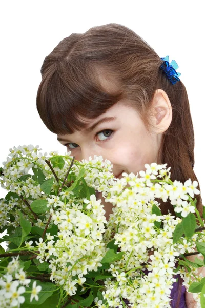 Girl with flowers — Stock Photo, Image
