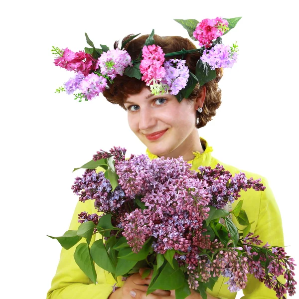 Woman in flowers — Stock Photo, Image