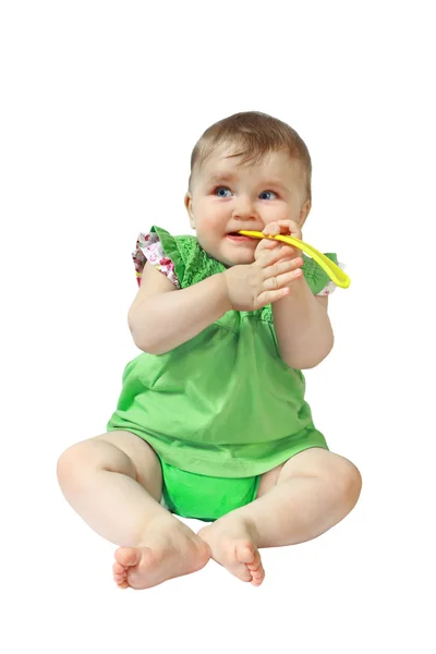 Μωράκι με κουτάλι — Φωτογραφία Αρχείου
