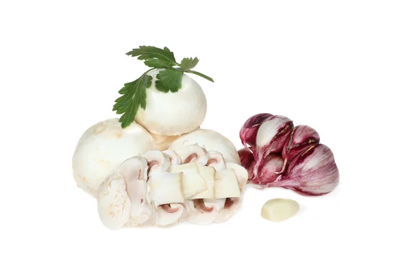 Mushrooms and garlic — Stock Photo, Image