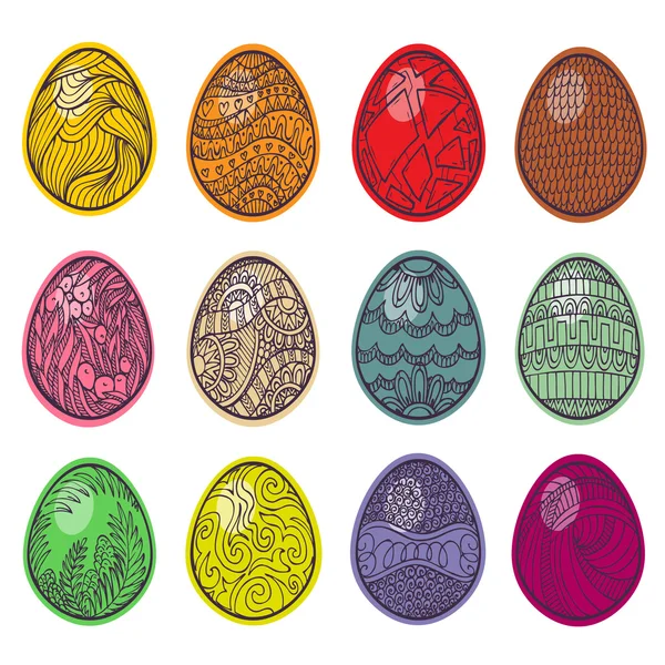 Feliz Pascua. Conjunto de diferentes huevos para diseño, tarjetas e invitaciones — Vector de stock