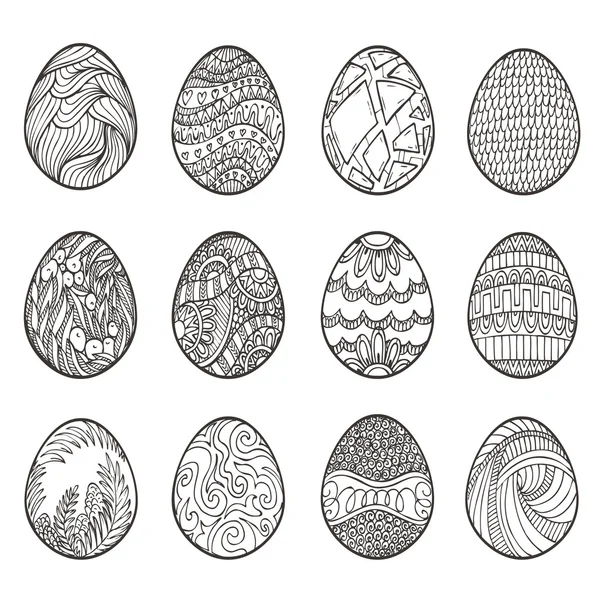 Feliz Pascua. Conjunto de diferentes huevos para diseño, tarjetas e invitaciones — Vector de stock