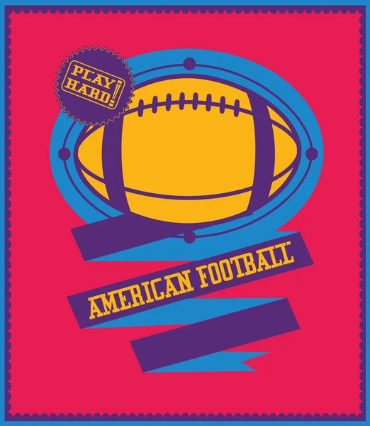 रिबनसह अमेरिकन फुटबॉल चिन्ह. क्रीडा लोगो . — स्टॉक व्हेक्टर
