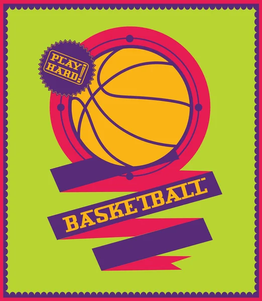 Emblema de baloncesto con cinta. Logo deportivo . — Vector de stock