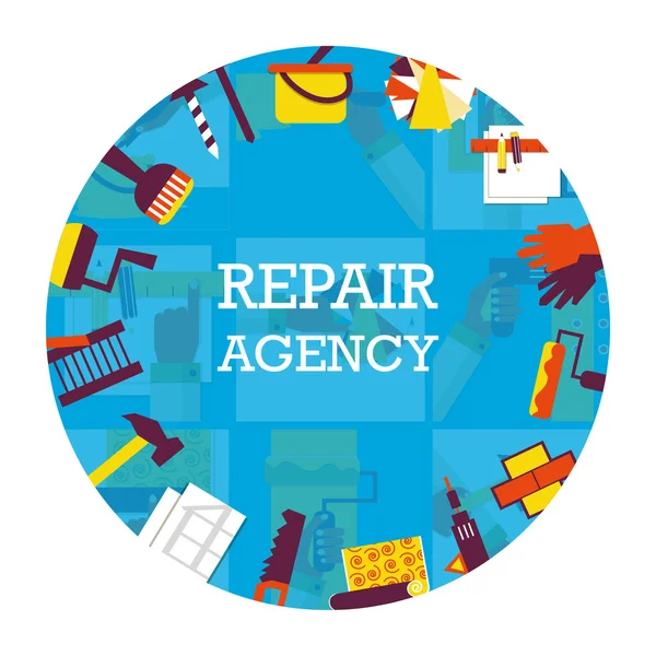Emblema redondo da agência de reparação. remodelação da casa . — Vetor de Stock