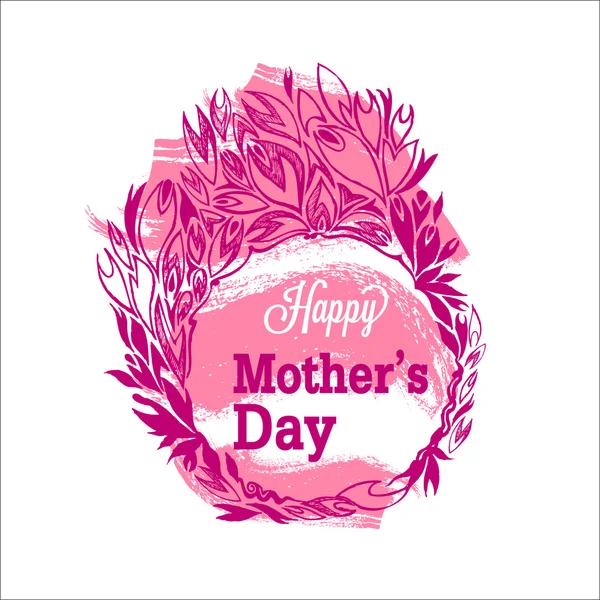 Cartaz do Dia das Mães Feliz. Flores e texto . — Vetor de Stock