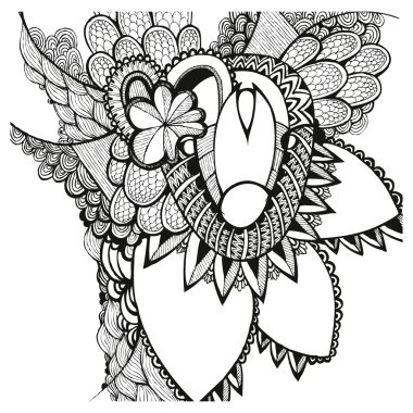 El çiçek çekilmiş. Karalamalar. Zentangle.