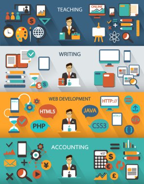 düz tasarım. freelance işler Infographic uzun gölgeler ile.