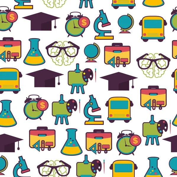 School pattern with colorful icons — Stock Vector