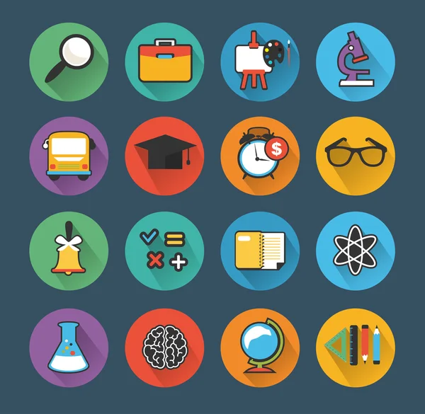 School colorful icon set — Stock Vector