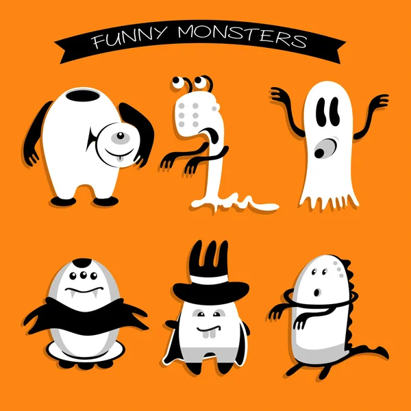 Dibujos animados divertidos monstruos para vacaciones de Halloween — Vector de stock