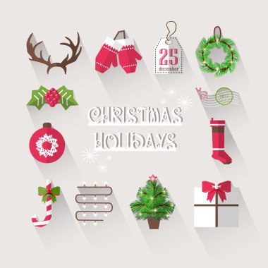 Uzun gölgeler ile Noel elemanları.