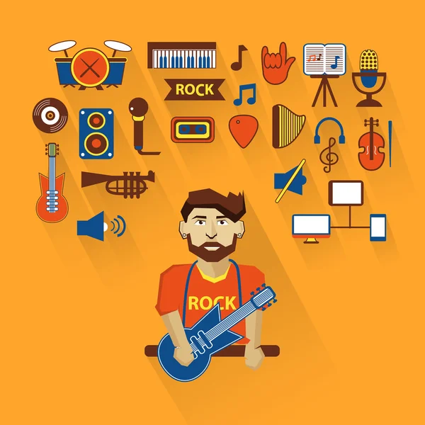Profession of people. Flat infographic. Musician — Stock Vector