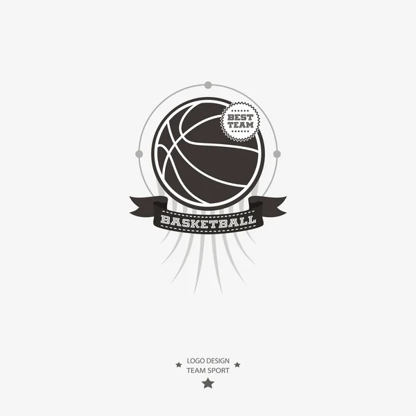 Basketball emblem, logo, badge med bånd til sport design i – Stock-vektor