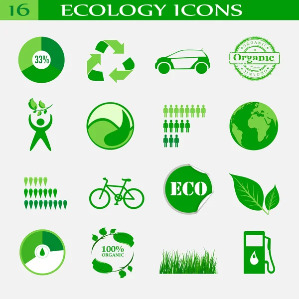 Ökologie-Ikonen, Emblem. — Stockvektor