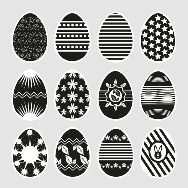 Пасхальные яйца в черно-белом . — стоковый вектор