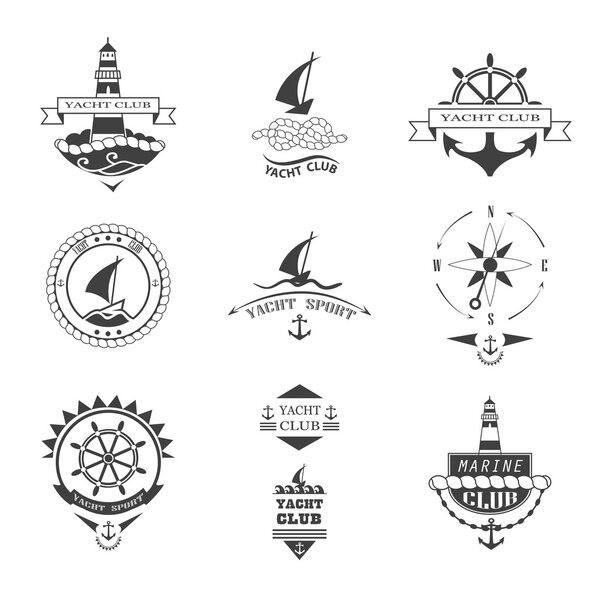 Set of yacht club logos.