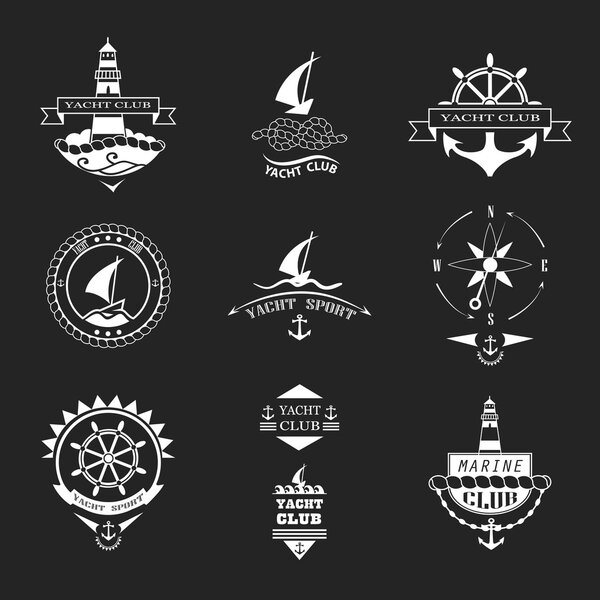 Set of yacht club logos.