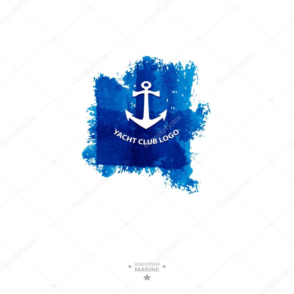 Yacht club logo. Watercolor