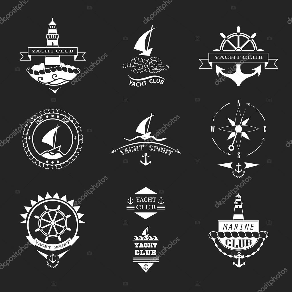 Set of yacht club logos.