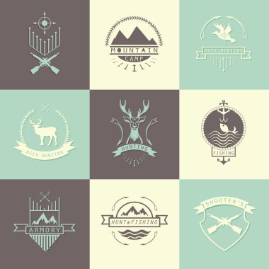 Kamp ve avcılık logoları ayarla.