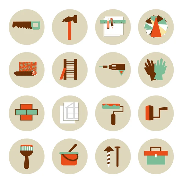 Conjunto de iconos de herramientas de trabajo planas. Reparar sus propias manos . — Archivo Imágenes Vectoriales