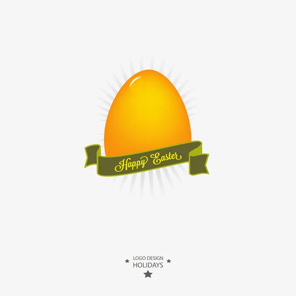 Logo de Pascua, emblema con cinta . — Vector de stock