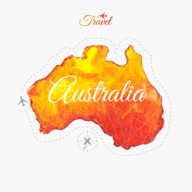 Dünya çapında seyahat. Avustralya. Suluboya harita