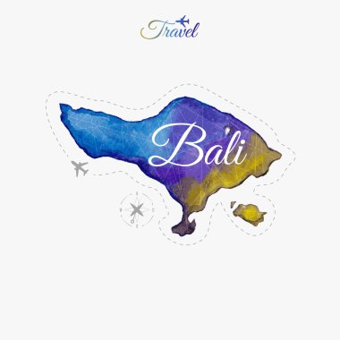 Dünya çapında seyahat. Bali. Suluboya harita