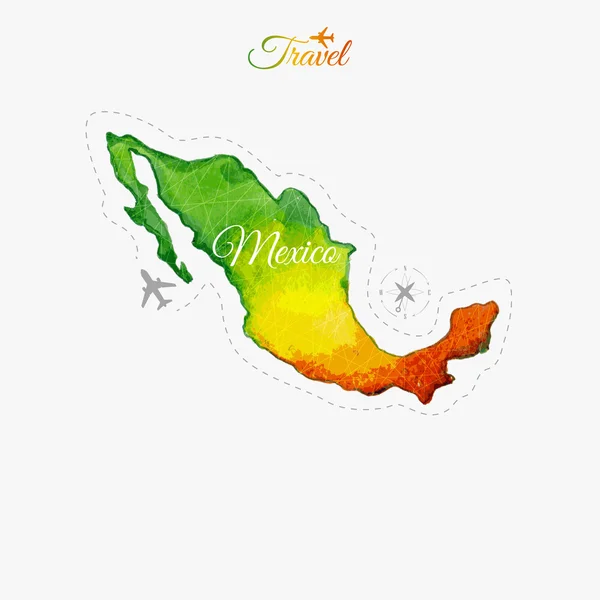 Viajar alrededor del mundo. México. Mapa de acuarela — Vector de stock