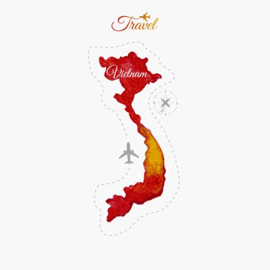 Dünya çapında seyahat. Vietnam. Suluboya harita
