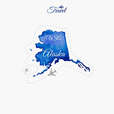 Dünya çapında seyahat. Alaska. Suluboya harita