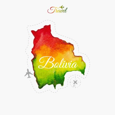 Dünya çapında seyahat. Bolivya. Suluboya harita