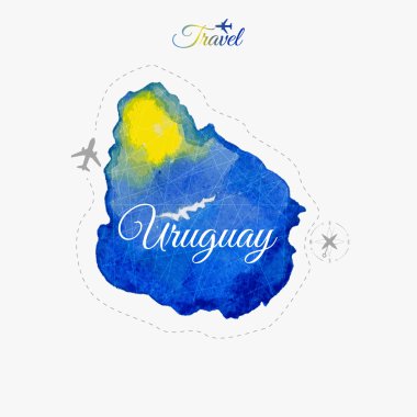 Dünya çapında seyahat. Uruguay. Suluboya harita