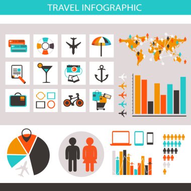 Seyahat Infographic simgeler ve elemanları.