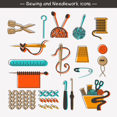 Dikiş ve dikiş simgeleri.